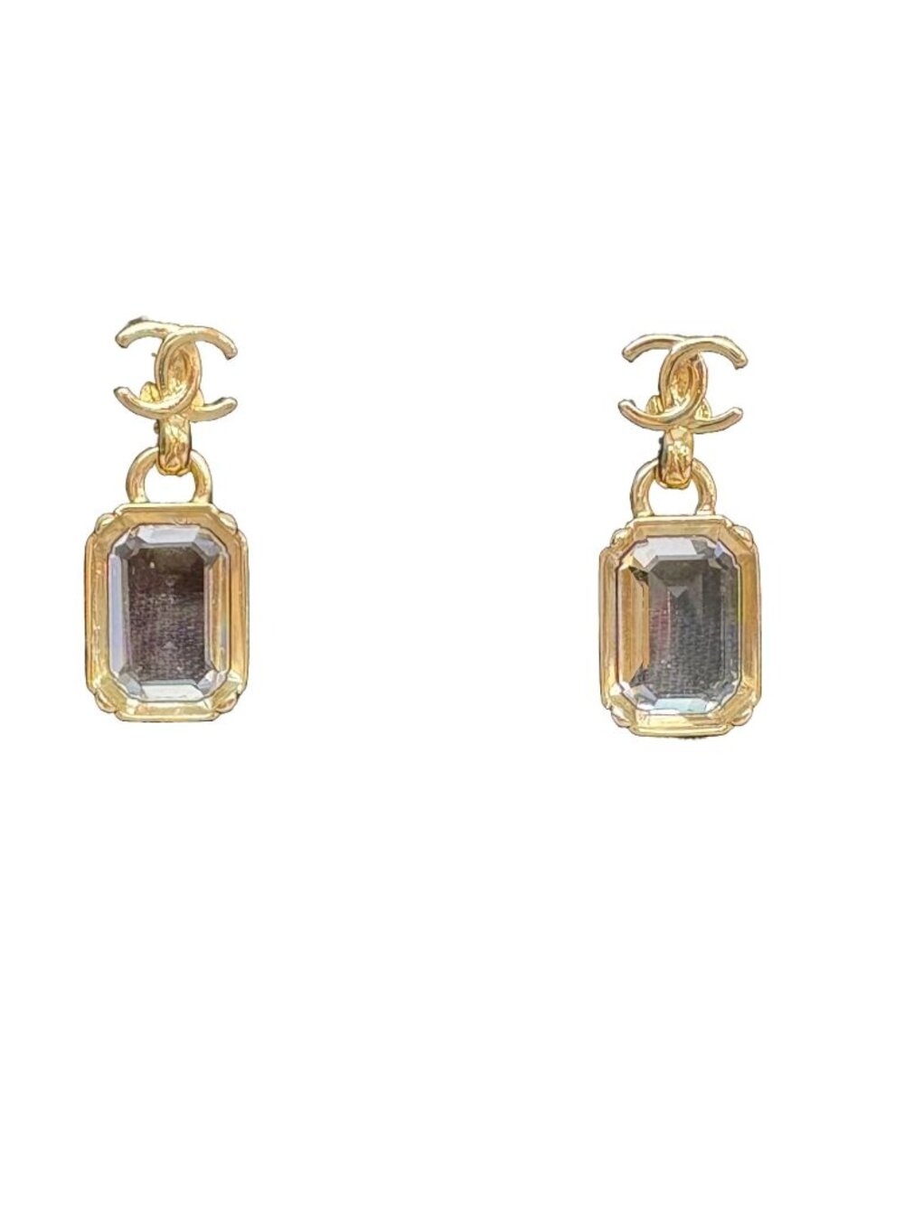 Chanel CC Logo Earrings Crystal